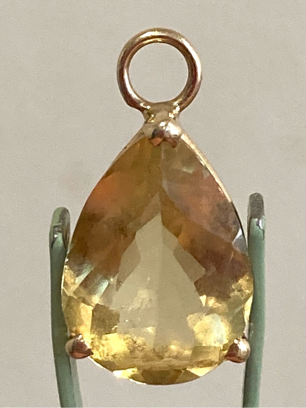 14K Gold Pendant with Yellow Pear-Cut Stone - Picture 15 of 17